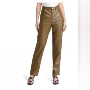 Vero Moda Womens Small Bella High Waist Green Brown Faux Leather Pant S Straight